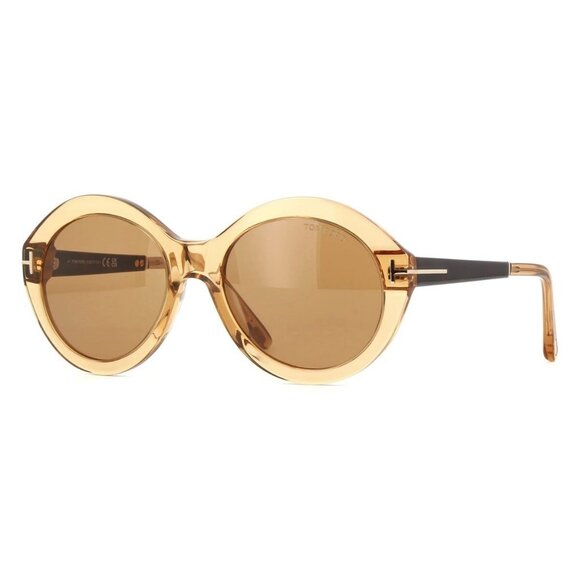New TOM FORD Seraphina Brown Round FT1088/S 45E Sunglasses Women - Picture 1 of 4